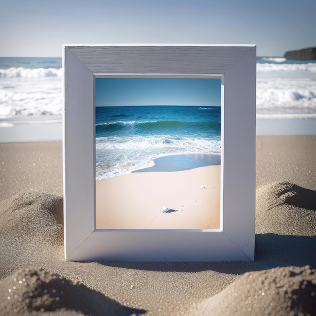 Photo the beautiful frame on the beach sand