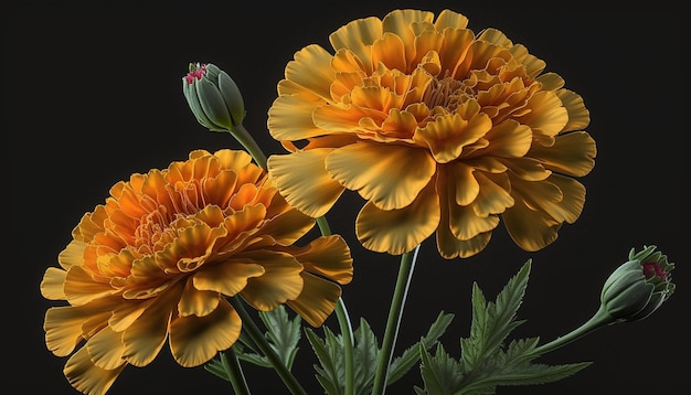 Beautiful french marigold varieties flowers Created by Midjourney