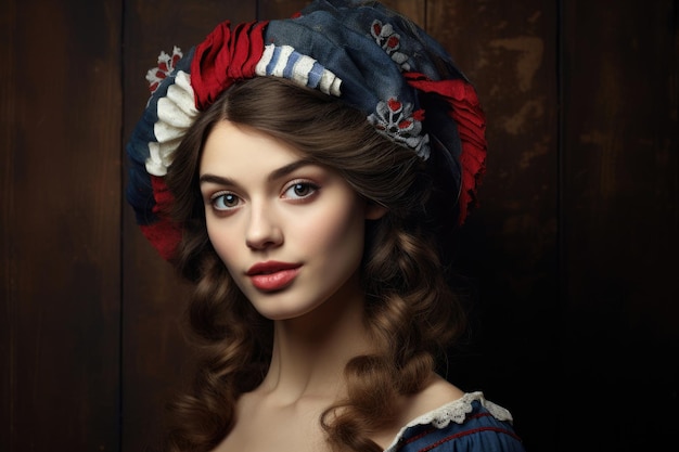 Premium AI Image | Beautiful French woman in a national headdress