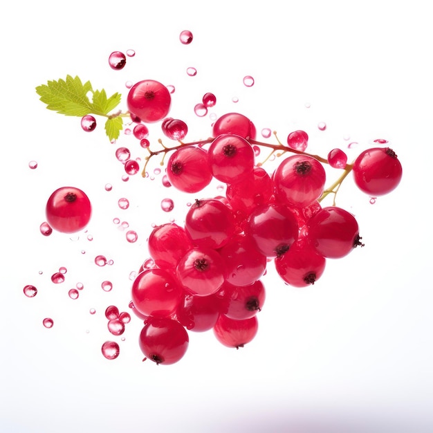 Beautiful fresh floating currant isolated on a white background