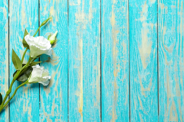 Beautiful fresh flower on wooden table