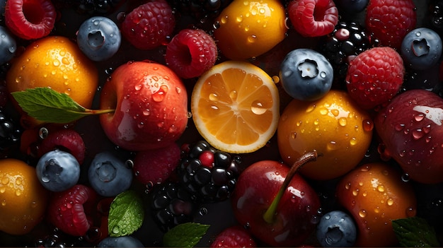 beautiful fresh fruits seamless background