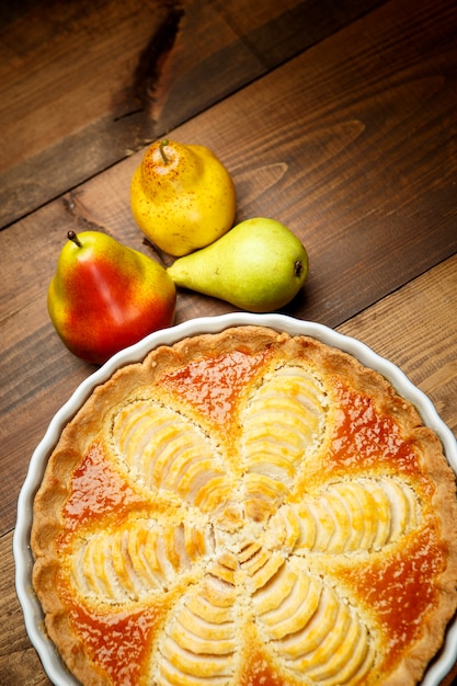 Beautiful fresh organic pear tart