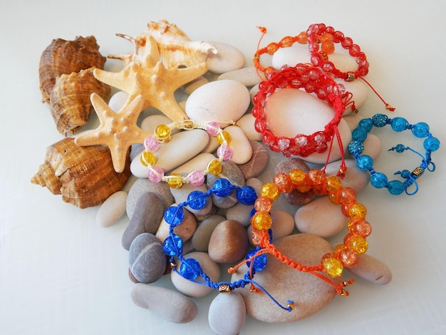 Beautiful friendship colorful bracelet on stones