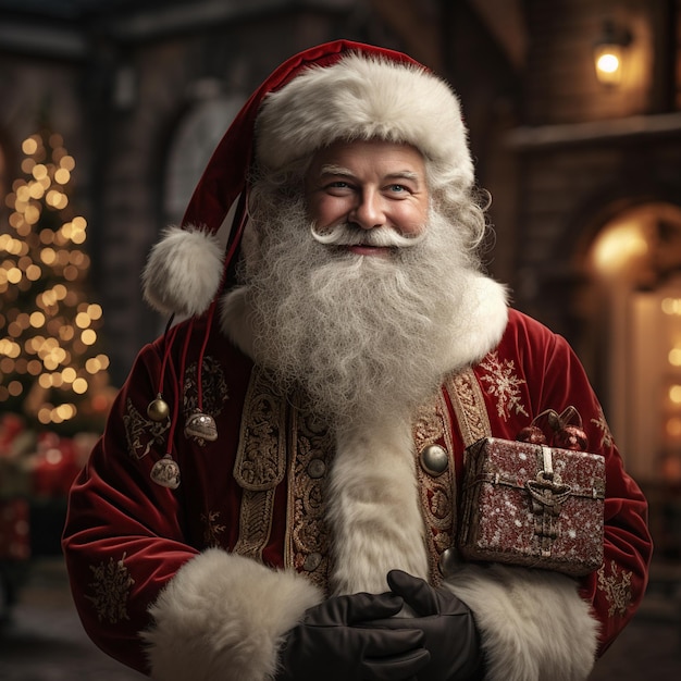 Beautiful full body illustration of Santa Claus in his