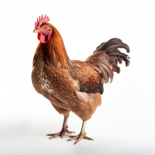 Beautiful full body view chicken on white background isolated professional animal photo