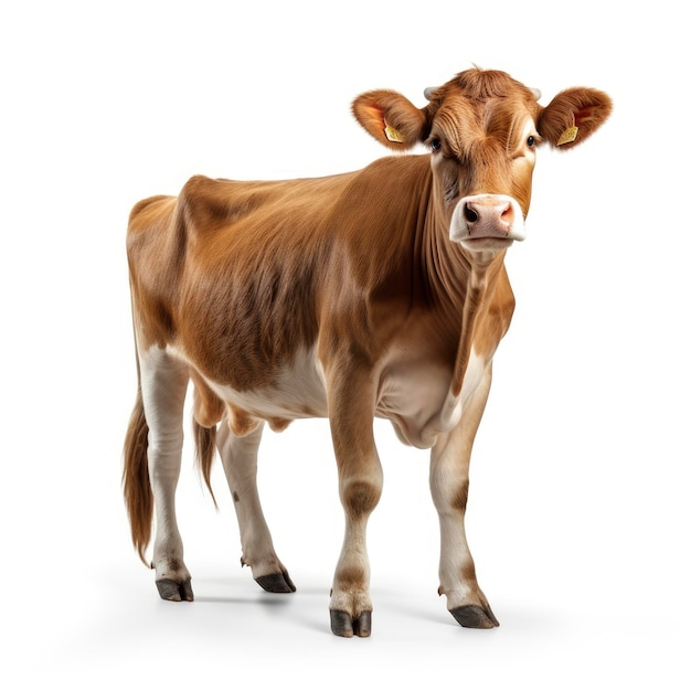 Beautiful full body view cow on white background isolated professional animal photo