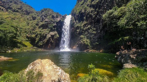 사진 브라질의 세라 다 카나스트라 미나스 게라이스 (serra da canastra minas gerais) 에 있는 아름다운 다오 폭포