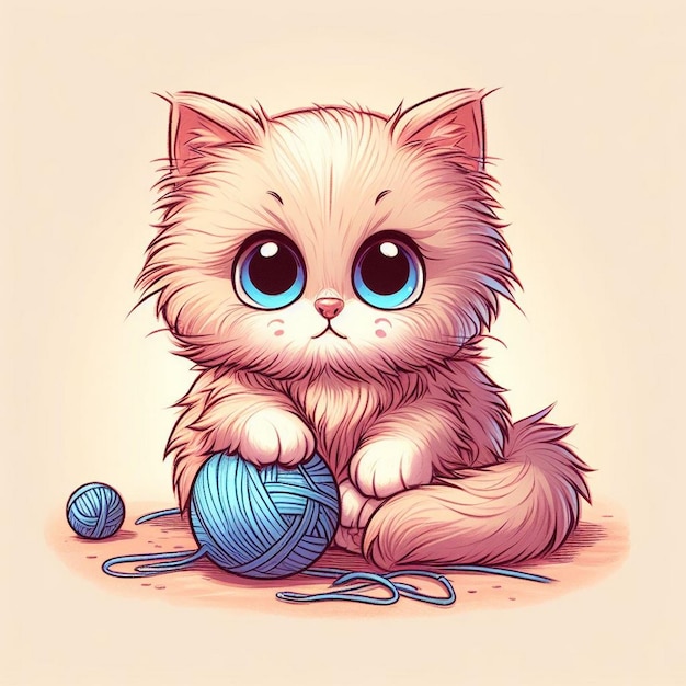 Beautiful funny cute sitting cat cartoon sticker vector designplayful kittens illustration