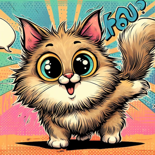 Photo beautiful funny cute sitting cat cartoon sticker vector designplayful kittens illustration