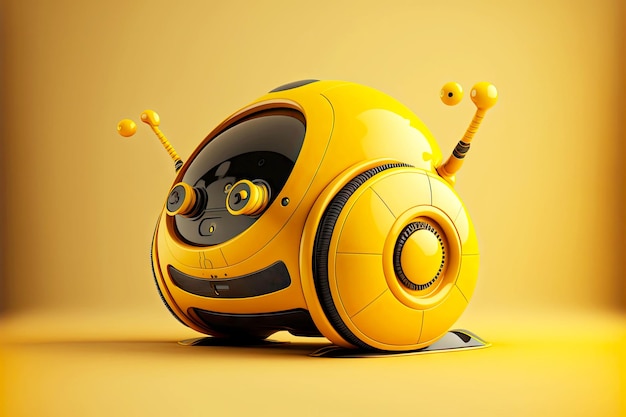 Beautiful futuristic android robot vacuums android in bright yellow color generative ai