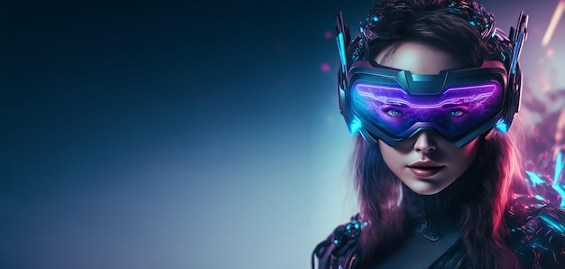 Premium Photo  Beautiful futuristic woman using virtual reality glasses in  the metaverse