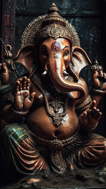 A beautiful ganesha statue for mobile phone wallpaper ganesha wallpaper ai generative