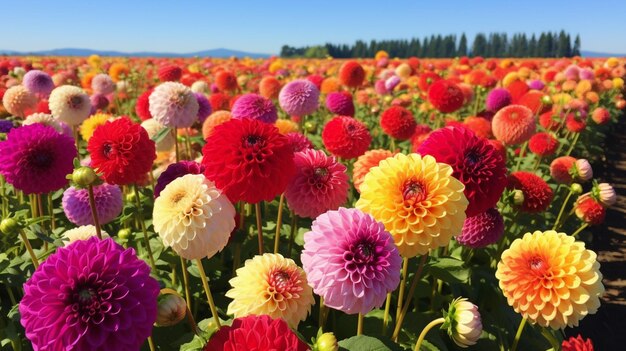 Beautiful garden colored dahlia flower plants blooming wallpaper AI Generated art