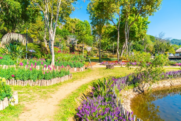 Красивый сад на Королевской сельскохозяйственной станции - Doi Inthanon в Чиангмае, Таиланд