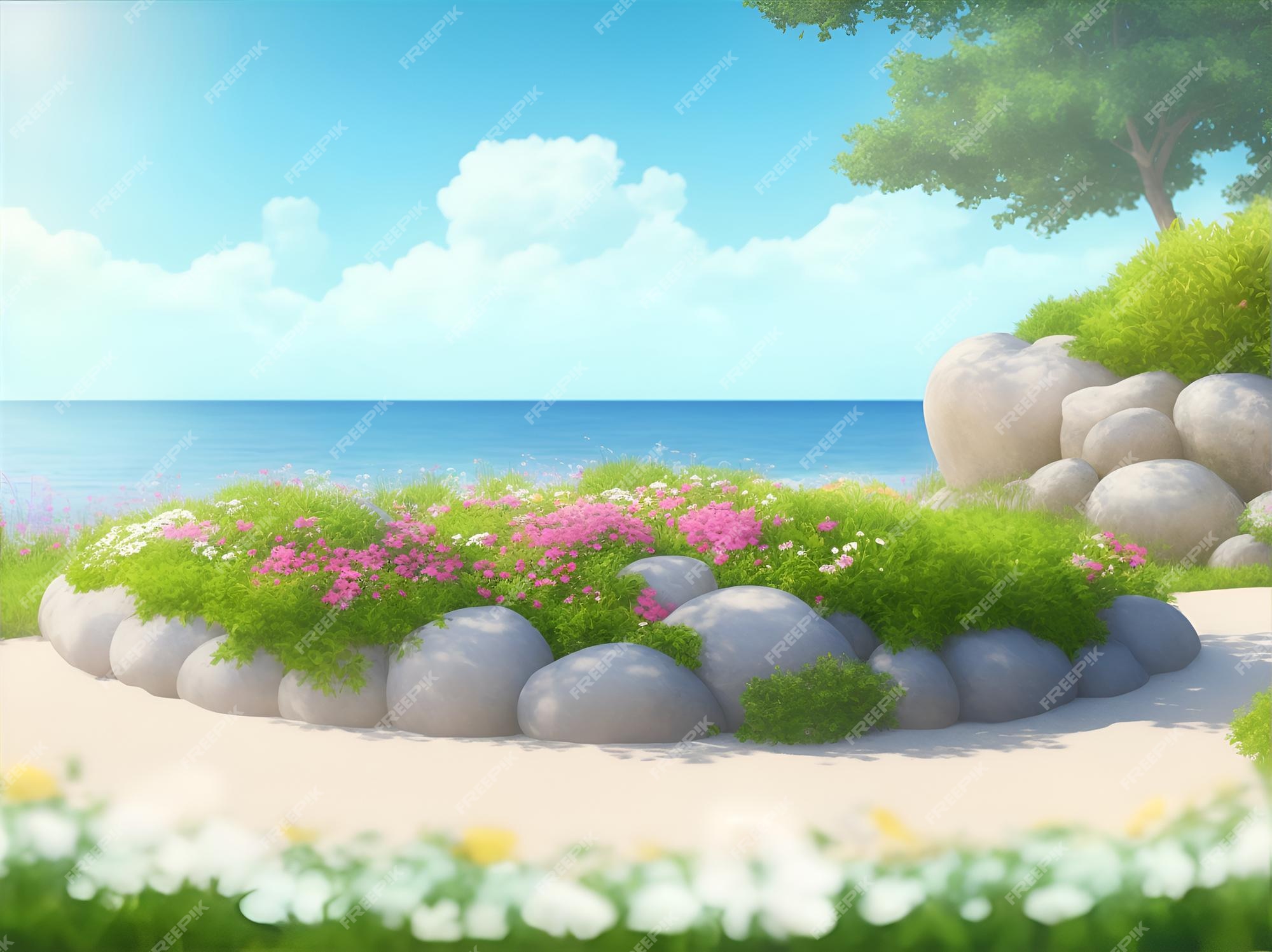 Premium Photo Beautiful Garden With Sea Background Ai Generated Premium Photo Beautiful Garden With Sea Background Ai Generated