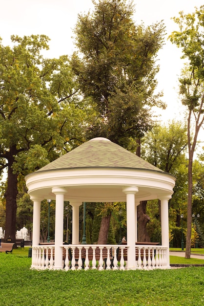 beautiful gazebo in the park in autumn