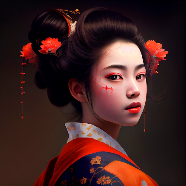 Beautiful geisha paint created by Generative AI technology