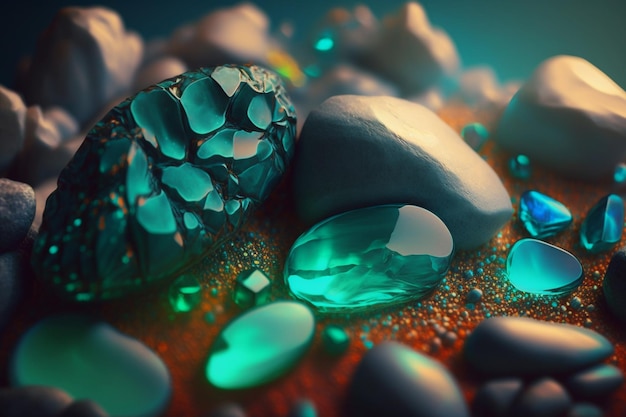 Красивое изображение драгоценного камня, роскошные кристаллы, Ai, генеративное