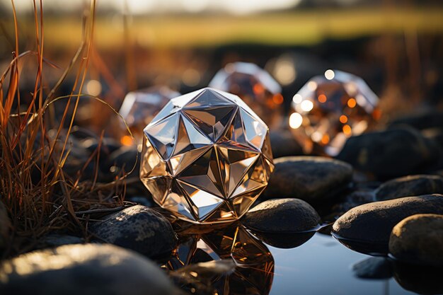 Foto belle forme geometriche in natura sfondo generativo ia