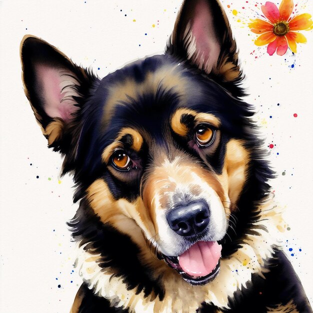 A beautiful German Shepherd dog Watercolor painting Noble Guardians Generative AI