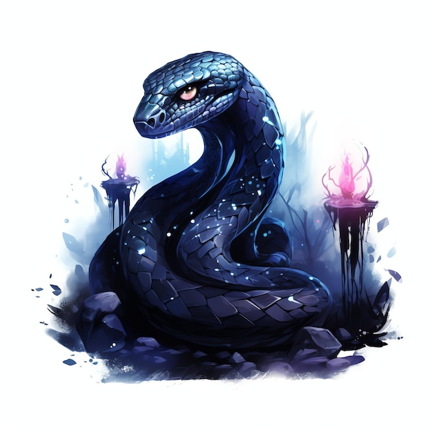 beautiful Ghothic black snake clipart illustration