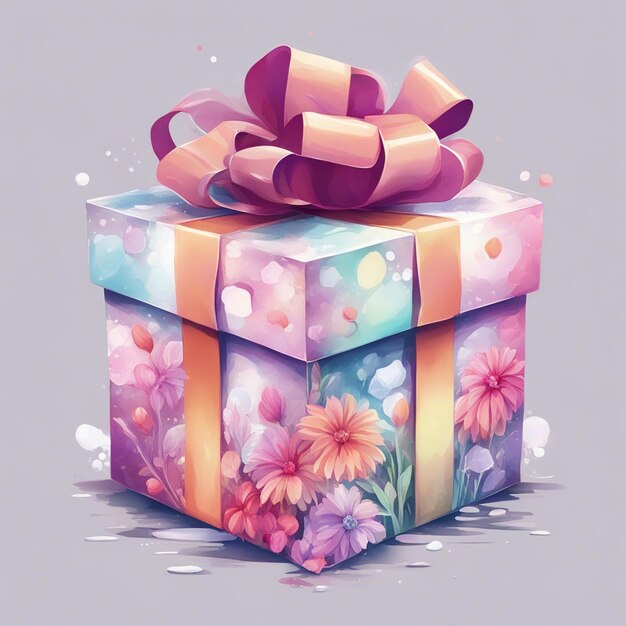 A beautiful gift box with fantasy flower splash