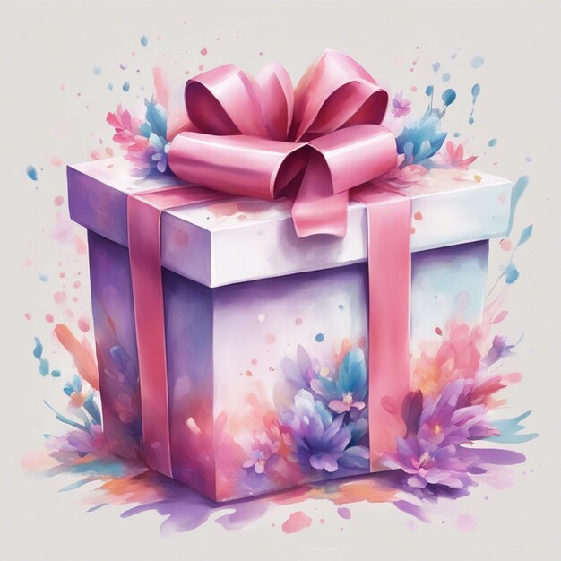 A beautiful gift box with fantasy flower splash