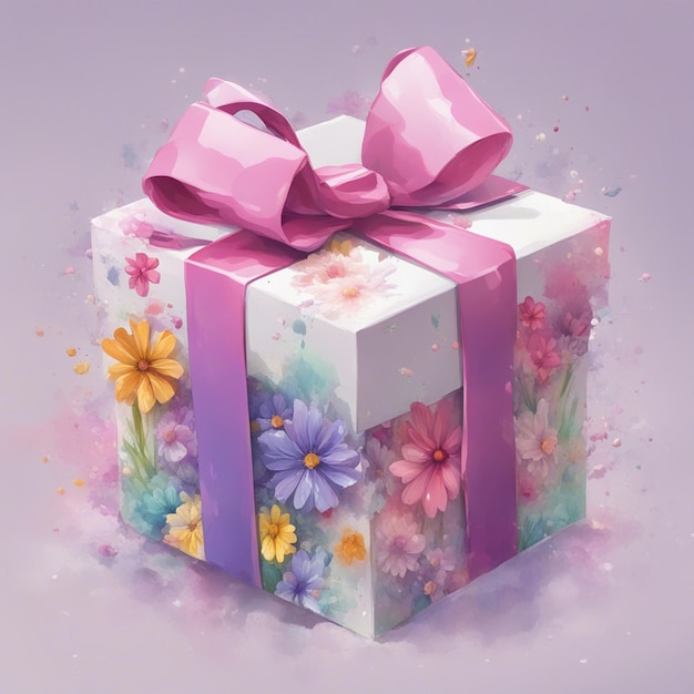 A beautiful gift box with fantasy flower splash