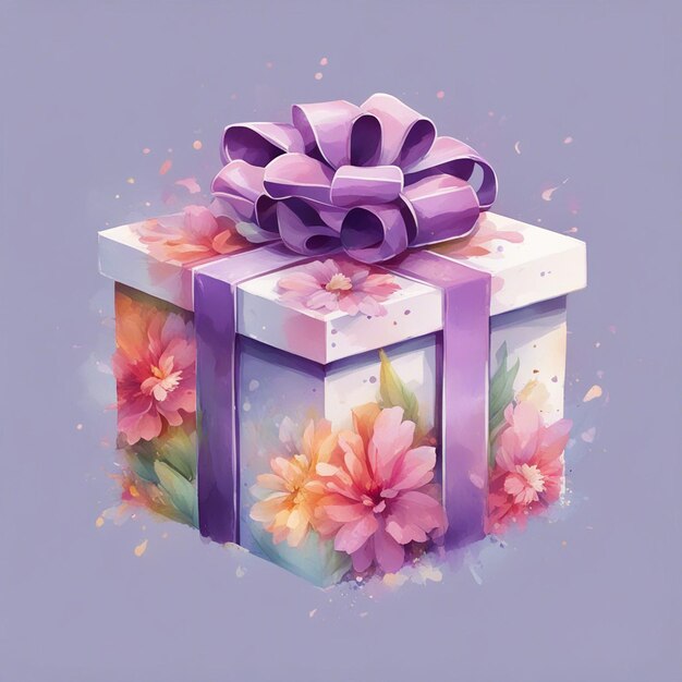 A beautiful gift box with fantasy flower splash