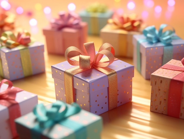 Beautiful Gift Box with Ribbon AI Generative