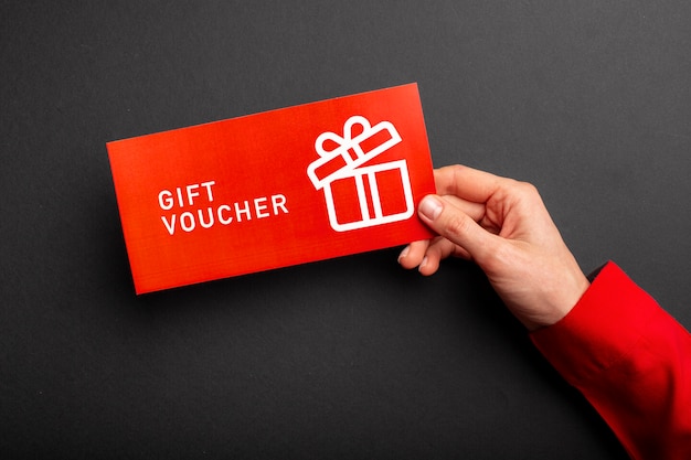 Beautiful gift voucher with hand