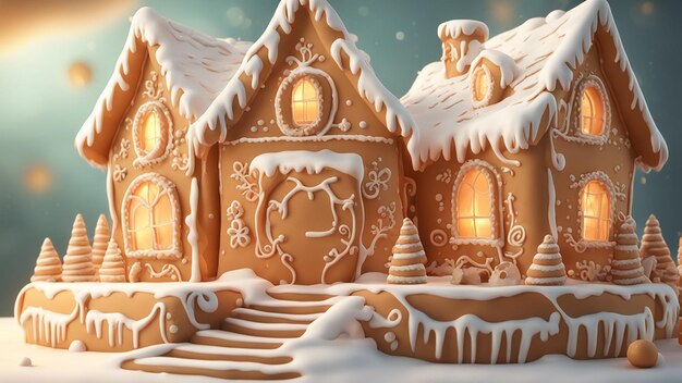 Beautiful gingerbread house closeup place for text