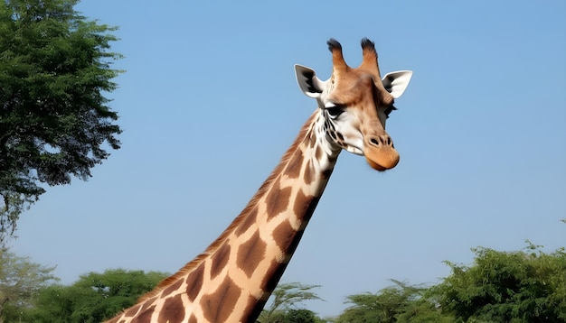 Beautiful giraffe in biopark business on African animals tourism slow head against the sky