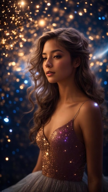 A Beautiful Girl Amidst Cosmic Mysteries