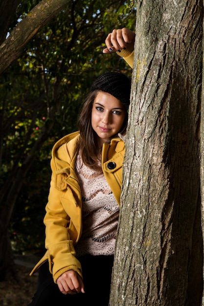 Beautiful girl in a autumn seasonal setting