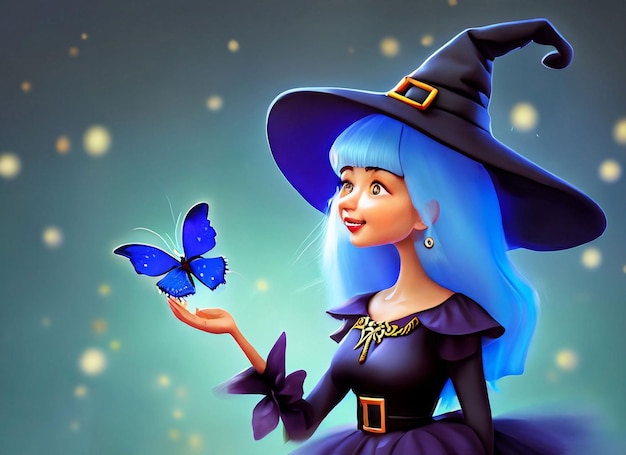 Beautiful Girl in Blowing Dress Flying Magic Fairy