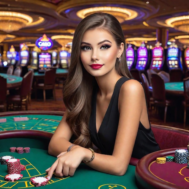 Beautiful girl at Casino table generated by AI