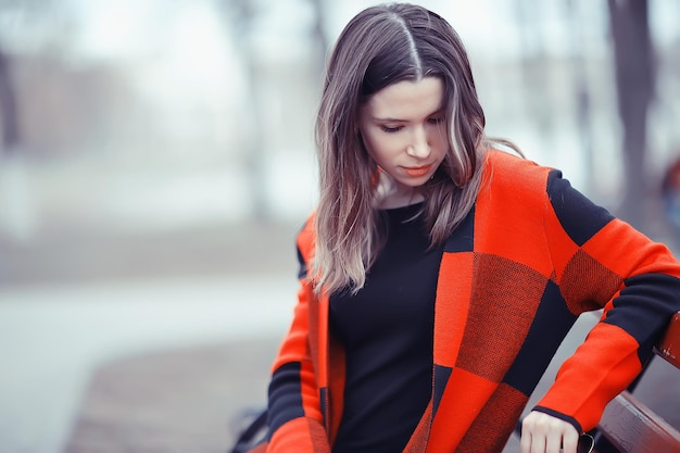 beautiful girl in the city park outdoor