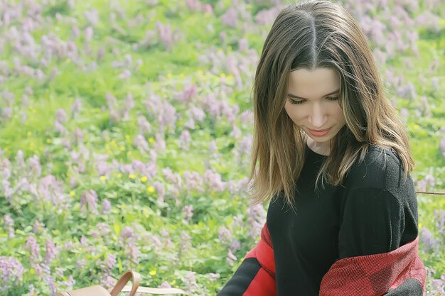 beautiful girl in the city park outdoor