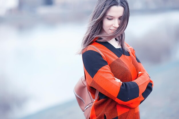 beautiful girl in the city park outdoor