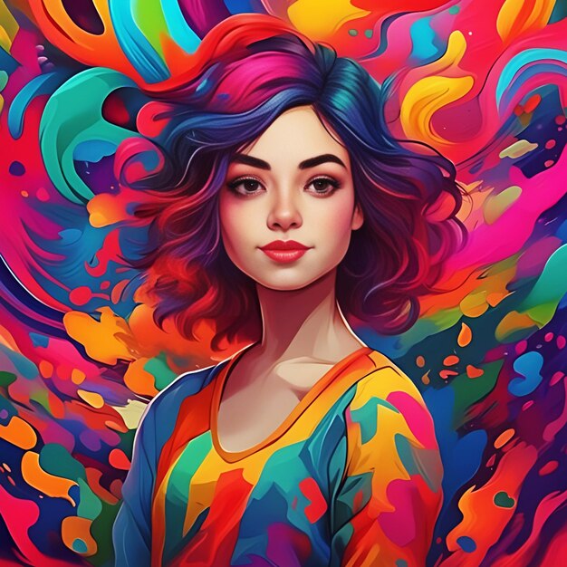 beautiful girl on a colorful background