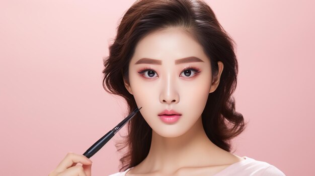 Beautiful girl and cosmetics