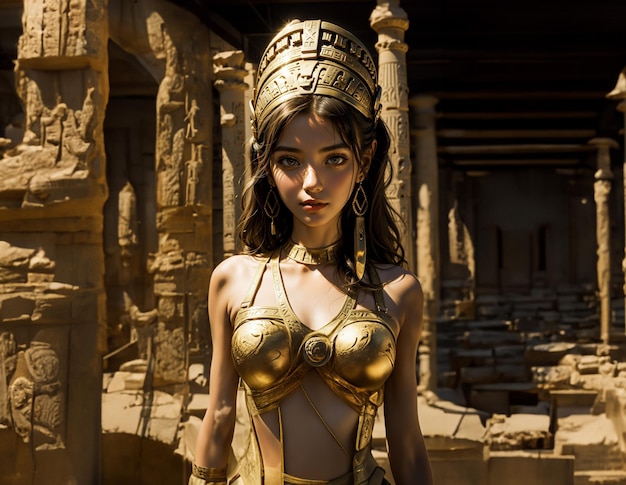 Photo beautiful girl in costume of ancient egyptian goddess portrait of a beautiful young woman