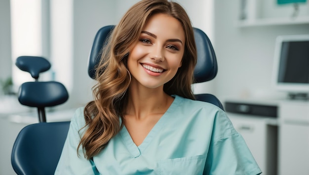 Beautiful girl in a dental chair in a clinic