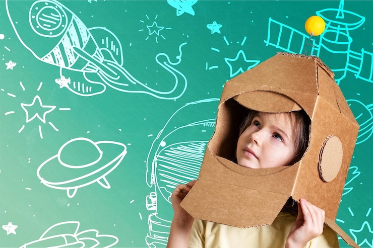 Photo beautiful girl dreamer about space