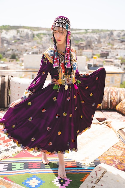Beautiful girl dressed in Turkish national clothes