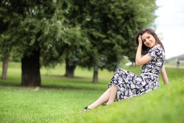 Beautiful girl in dresses for a walk