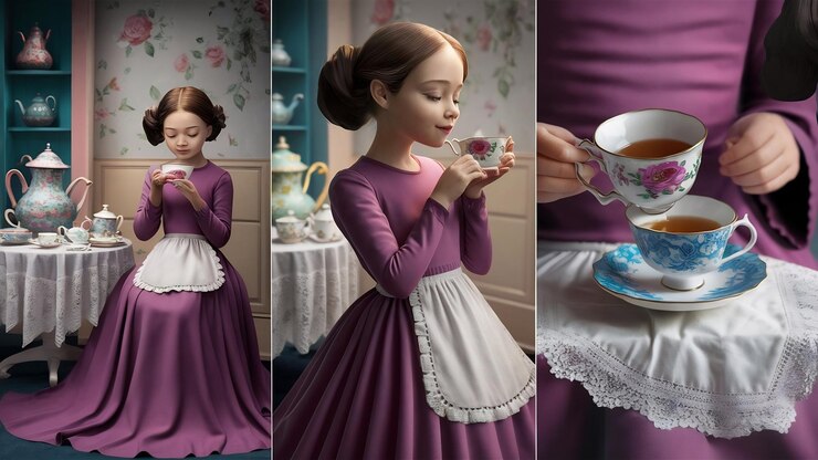 Photo beautiful girl drinking tea