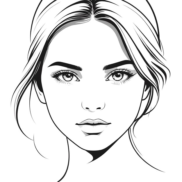 Foto un'illustrazione del volto di una bella ragazza su uno sfondo bianco